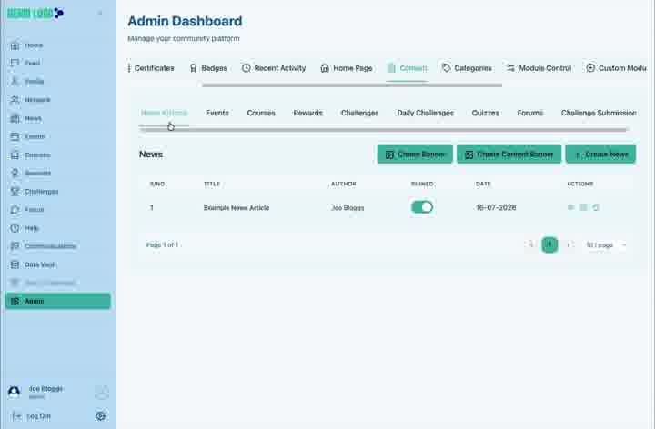 The Create Banner form accepts the main image, optional mobile image and optional hyperlink.