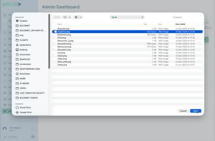 A completed upload appears as a reusable library record with link and actions.