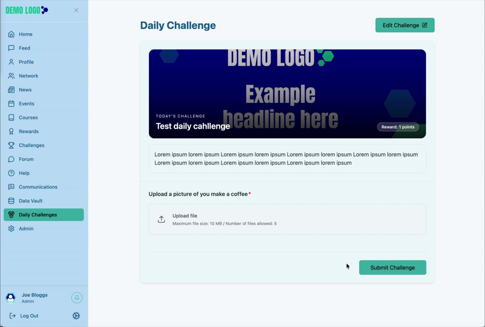 The published Daily Challenge presents the prompt and member response control.