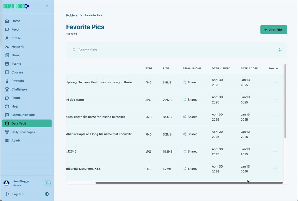 A folder lists file name, type, size, permissions and relevant dates.