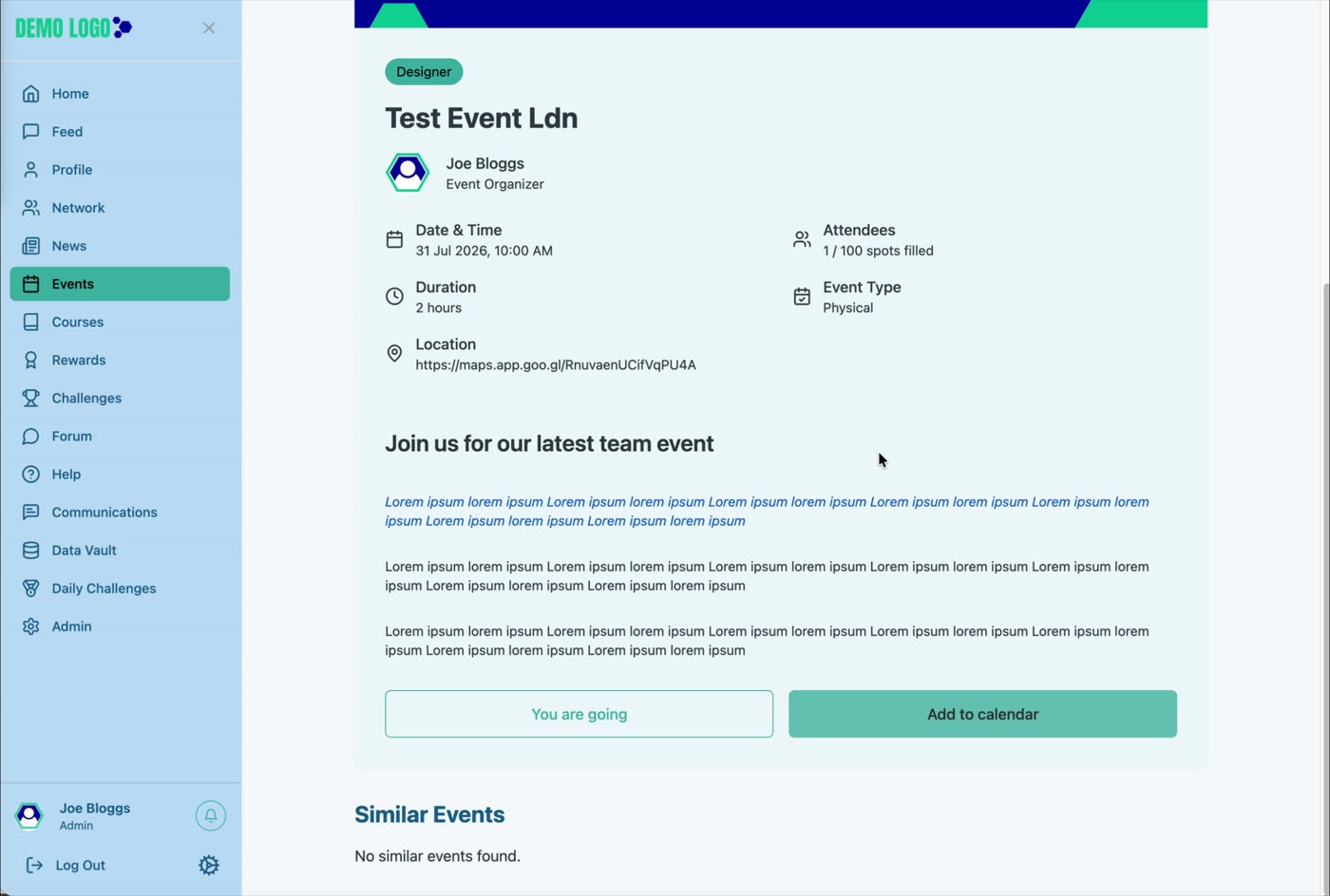 Members can add the event to a supported calendar service.