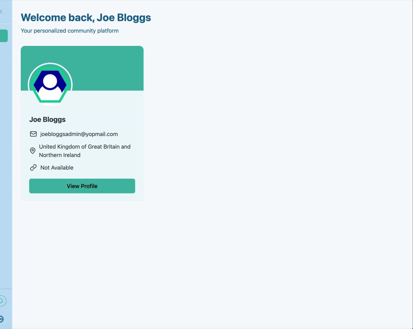 The member home page before additional sections and banners are added.