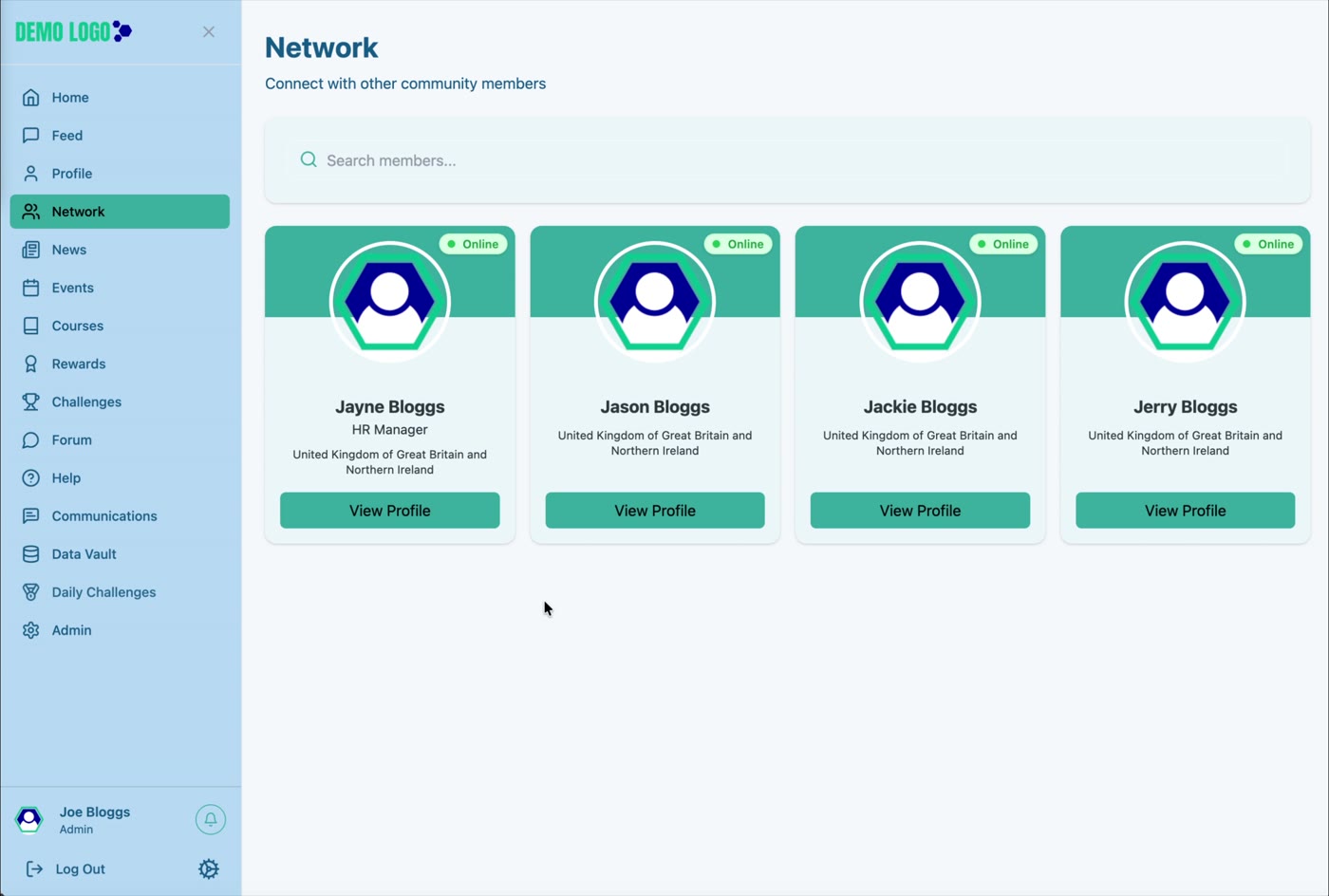 Use the search field to narrow the member directory.