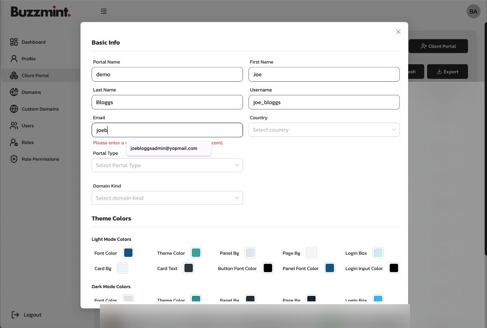 Basic Info captures the initial administrator’s name, email and country.