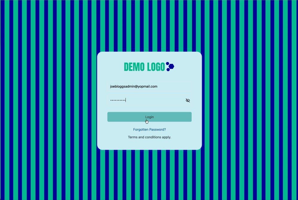 The administrator signs in through the newly branded portal login page.