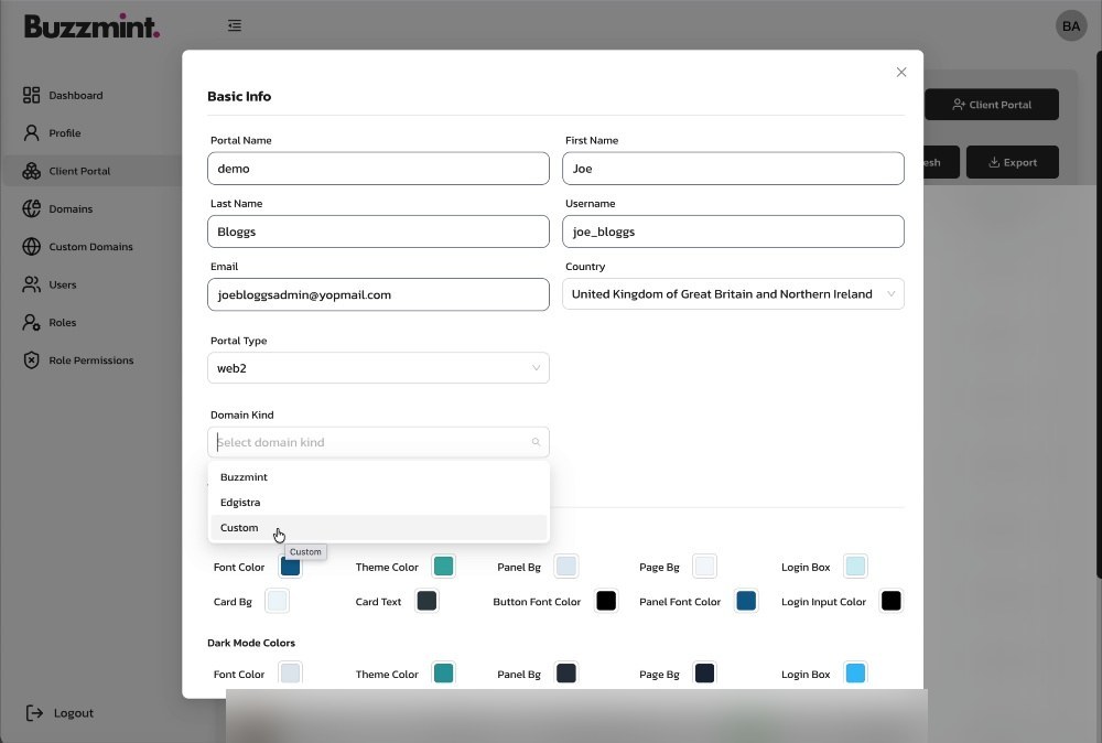 Select the business sector from the available Super Admin options.
